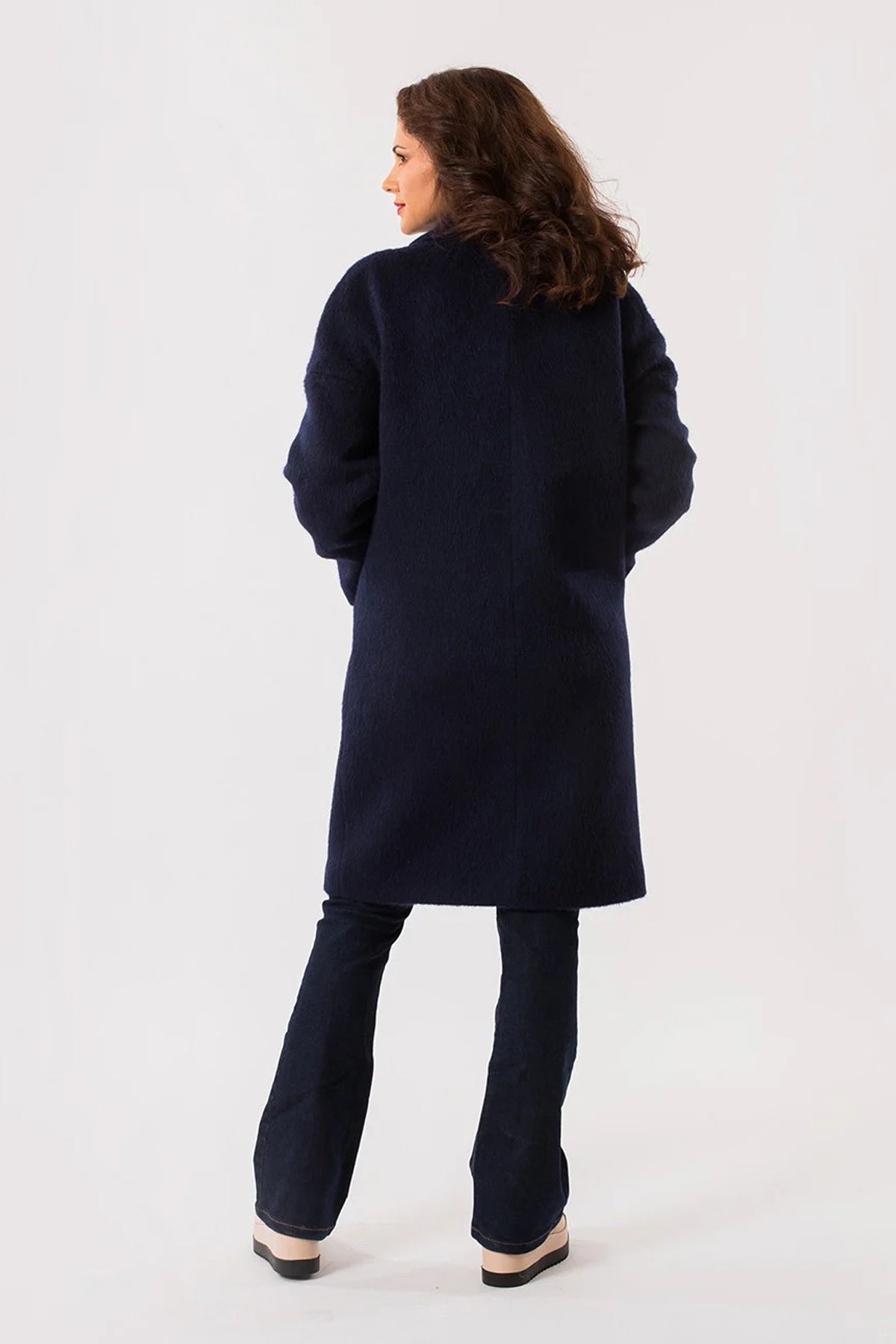 Palton oversized din lana bleumarin